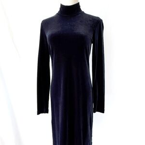 DKNY 90s blue velvet long sleeve bodycon dress medium